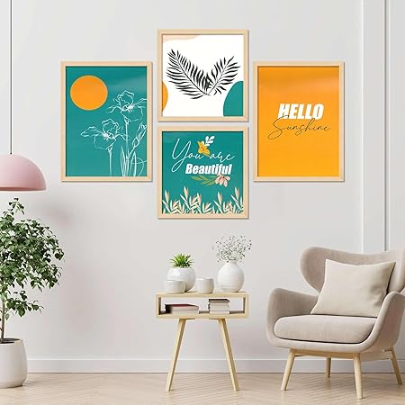 FAB CRAFT STUDIO Set of Four Framed Painting for Wall Painting Decoration, Painitngs for home Decorations, Scenery for Living Room Decor