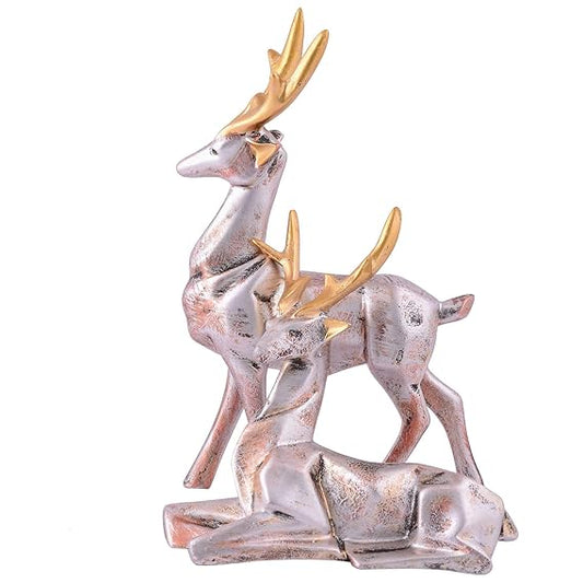 FAB CRAFT STUDIO Resin Deer Head Showpiece Animal Figurine for Table Top Good Luck Vaastu Statue