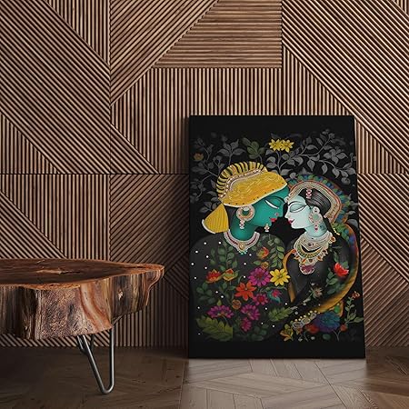 FAB CRAFT STUDIO Radha Krishna Wall Painting For Wall Decoration Canvas Wall Painting For Home Decor, Living Room, Bedroom, Office Hotel