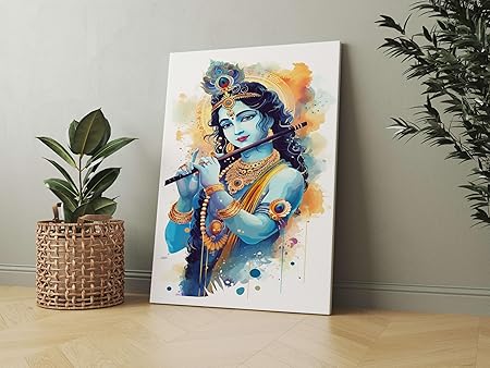 FAB CRAFT STUDIO Radha Krishna Wall Painting For Wall Decoration Canvas Wall Painting For Home Decor, Living Room, Bedroom, Office Hotel