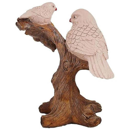 FAB CRAFT STUDIO Resin Handcrafted Birds Couple On Tree Showpiece Bird Statue for Home Dcor Living Room Bedroom Table Top Antique Garden Decoration