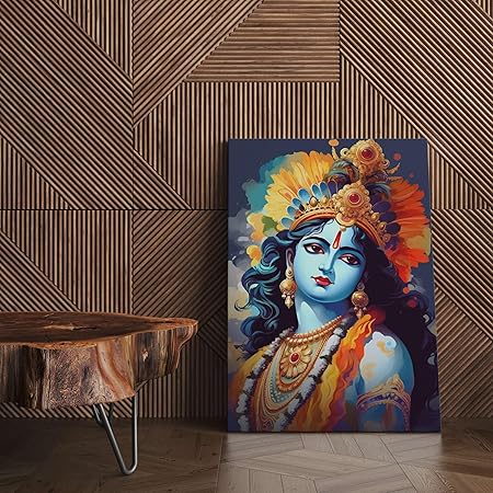 FAB CRAFT STUDIO Radha Krishna Wall Painting For Wall Decoration Canvas Wall Painting For Home Decor, Living Room, Bedroom, Office Hotel