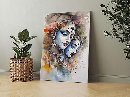 FAB CRAFT STUDIO Radha Krishna Wall Painting For Wall Decoration Canvas Wall Painting For Home Decor, Living Room, Bedroom, Office Hotel
