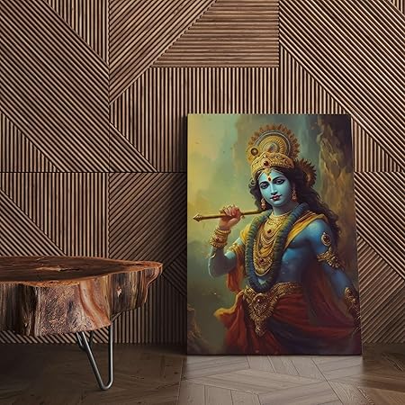 FAB CRAFT STUDIO Radha Krishna Wall Painting For Wall Decoration Canvas Wall Painting For Home Decor, Living Room, Bedroom, Office Hotel