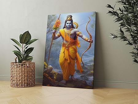 FAB CRAFT STUDIO Ram Wall Painting For Wall Decoration Canvas Wall Painting For Home Decor, Living Room, Bedroom, Office Hotel