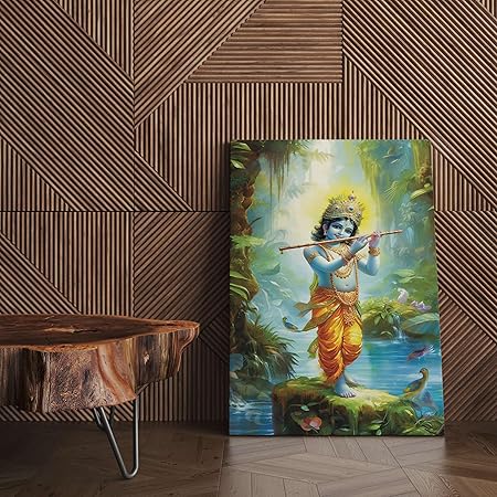 FAB CRAFT STUDIO Radha Krishna Wall Painting For Wall Decoration Canvas Wall Painting For Home Decor, Living Room, Bedroom, Office Hotel