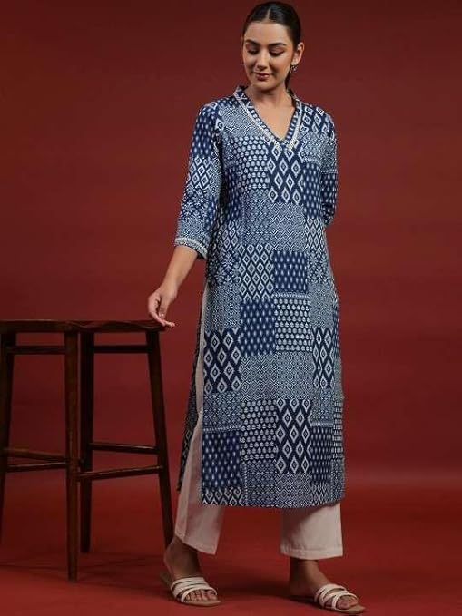 LoomBella LifestyleWomen's Rayon Printed Straight Kurti with Pant Set