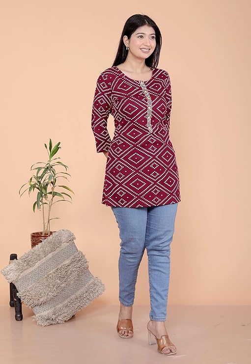 LoomBella LifestyleLeaf Printed Kurti Perfect for Casual, Formal, and Ethnic Wear
