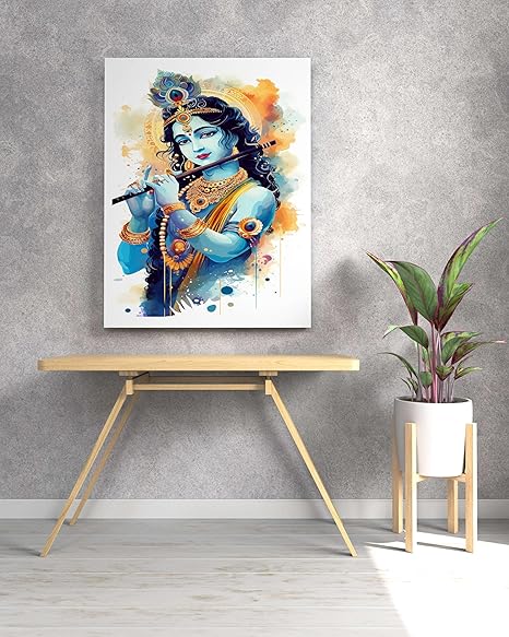 FAB CRAFT STUDIO Radha Krishna Wall Painting For Wall Decoration Canvas Wall Painting For Home Decor, Living Room, Bedroom, Office Hotel