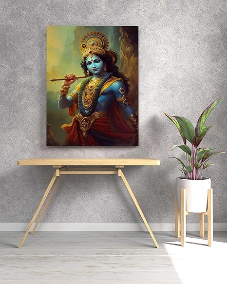 FAB CRAFT STUDIO Radha Krishna Wall Painting For Wall Decoration Canvas Wall Painting For Home Decor, Living Room, Bedroom, Office Hotel
