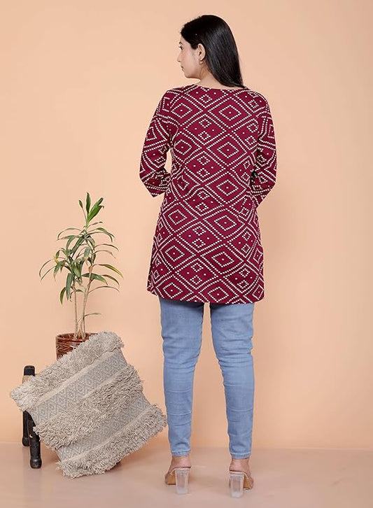 LoomBella LifestyleLeaf Printed Kurti Perfect for Casual, Formal, and Ethnic Wear