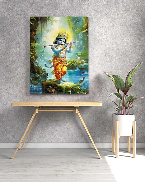 FAB CRAFT STUDIO Radha Krishna Wall Painting For Wall Decoration Canvas Wall Painting For Home Decor, Living Room, Bedroom, Office Hotel