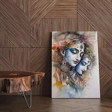FAB CRAFT STUDIO Radha Krishna Wall Painting For Wall Decoration Canvas Wall Painting For Home Decor, Living Room, Bedroom, Office Hotel