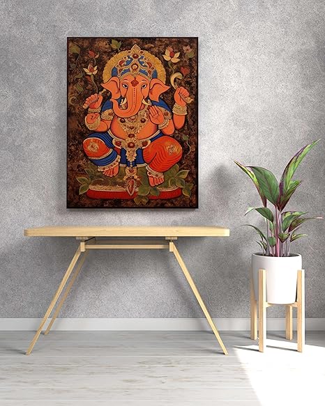 FAB CRAFT STUDIO Ganesha Wall Painting For Wall Decoration Canvas Wall Painting For Home Decor, Living Room, Bedroom, Office Hotel