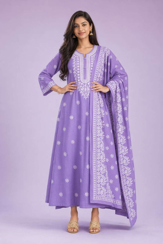 Fab Craft Studio Women’s Cotton Floral Printed Straight Kurti With Pant and Dupatta