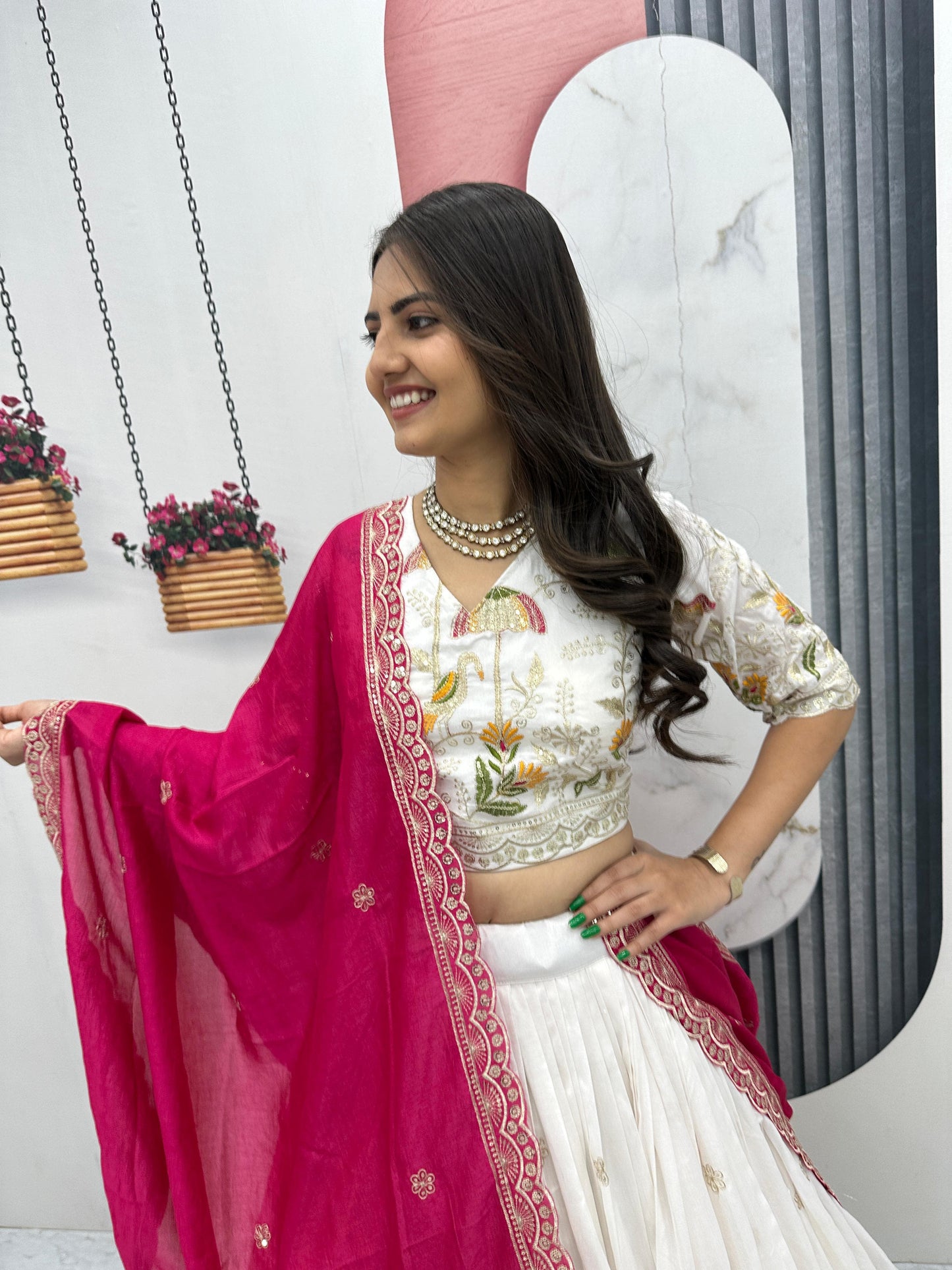 Festival Special Vichitra Silk Lehenga Choli Set with Embroidery & Sequence Work
