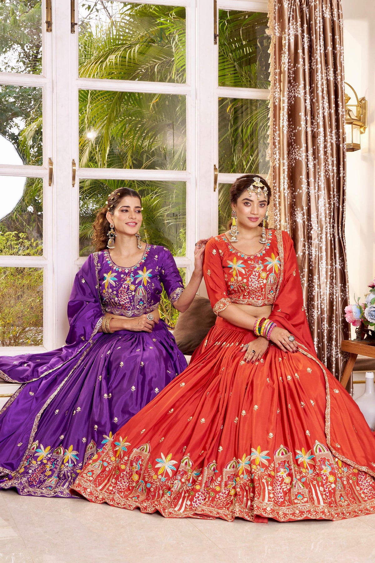 Wedding Collection Pure Crepe Silk Embroidered Lehenga Choli Set with Dupatta