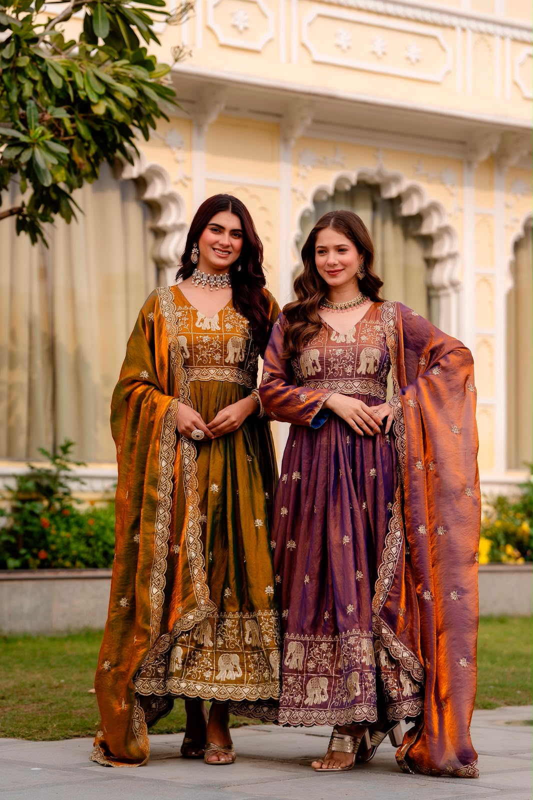 Rang Rasiya Dual Tone Fendy Satin Embroidered Gown Set with Dupatta