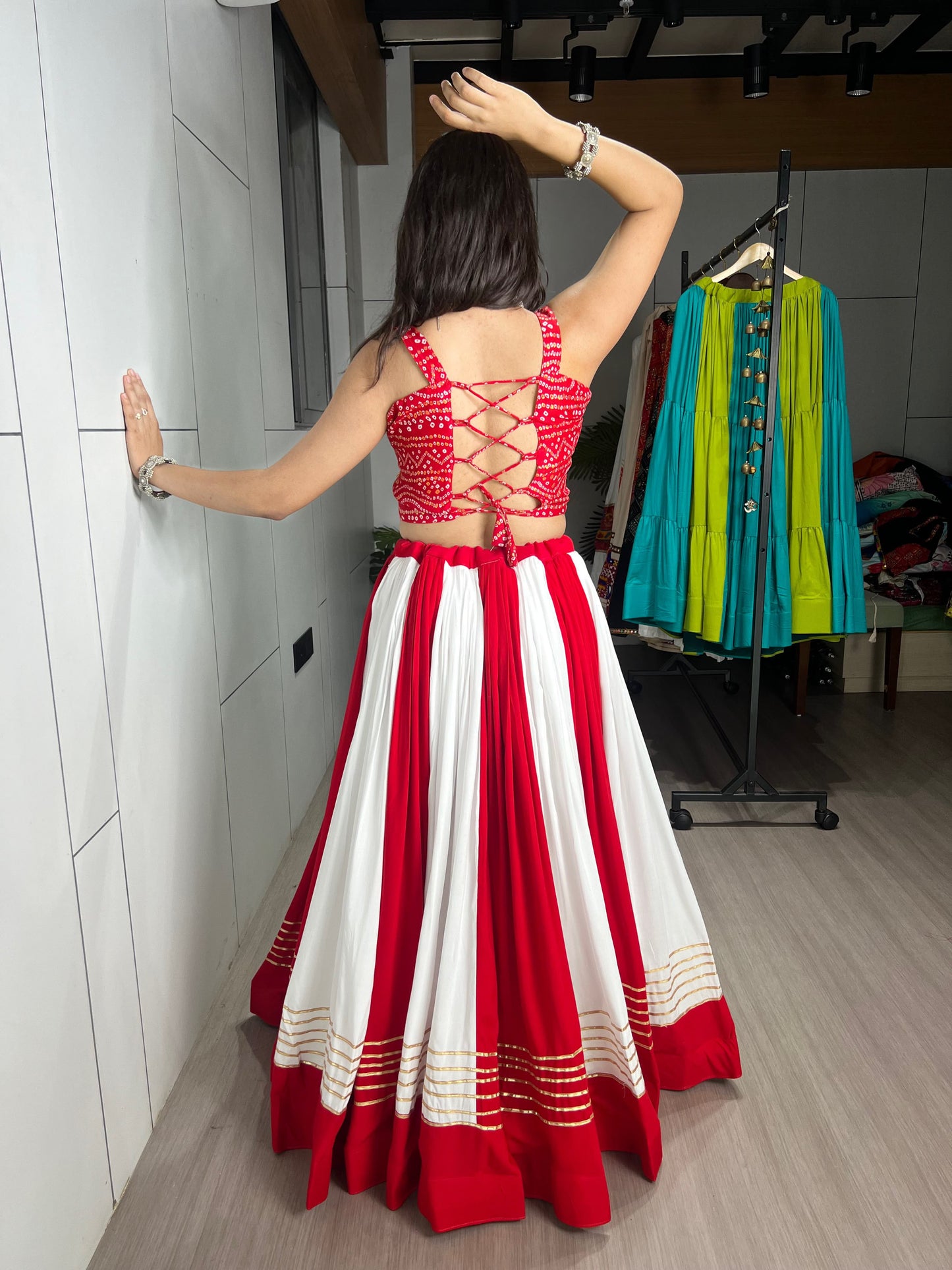 Navratri Special Rayon Cotton Chaniya Choli Set with Gamthi Work
