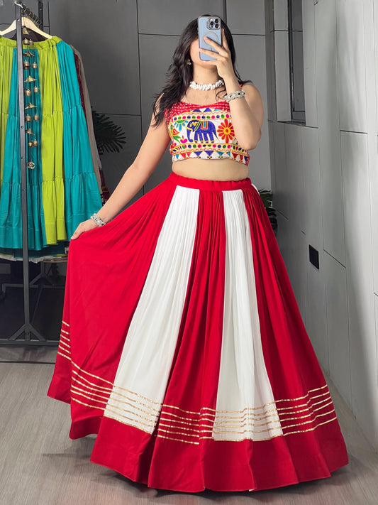 Navratri Special Rayon Cotton Chaniya Choli Set with Gamthi Work