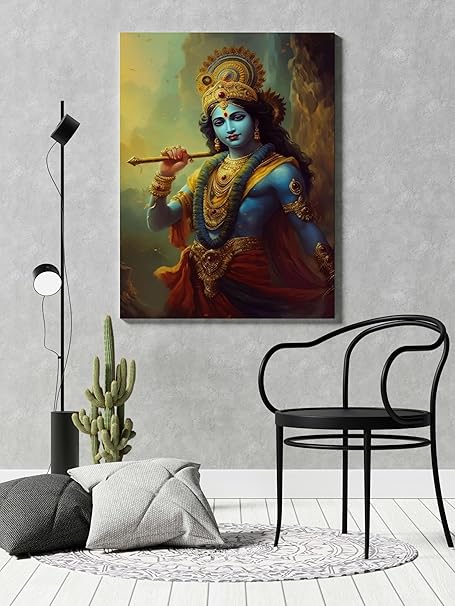 FAB CRAFT STUDIO Radha Krishna Wall Painting For Wall Decoration Canvas Wall Painting For Home Decor, Living Room, Bedroom, Office Hotel