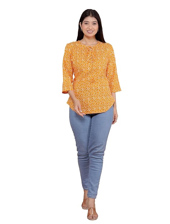 LoomBella Lifestyle Printed Straight Round Neck Kurti Perfect for Casual, Formal, and Ethnic Wear