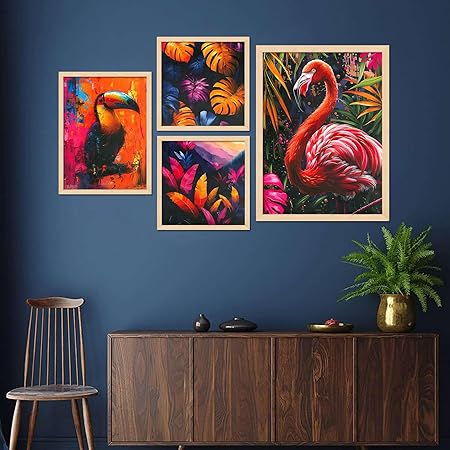 FAB CRAFT STUDIO Set of Four Framed Painting for Wall Painting Decoration, Painitngs for home Decorations, Scenery for Living Room Decor