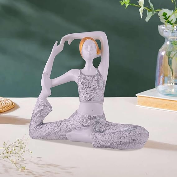 FAB CRAFT STUDIO Suitable for Home Decor Yoga Posture Lady Statue Idol for Home Yoga Statue Admirable piece of Gift