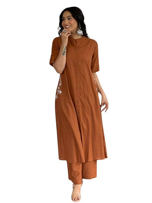 LoomBella LifestyleWomen's Rayon Printed Straight Kurti with Pant Set