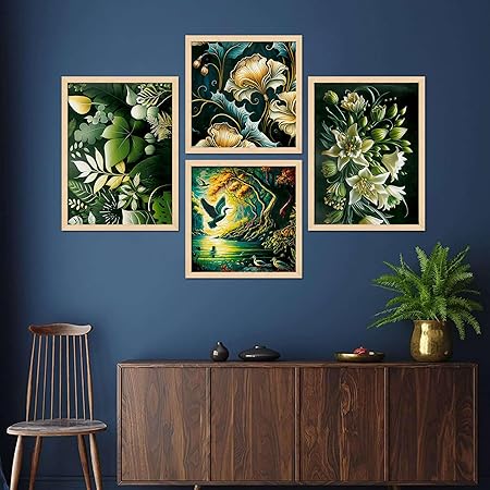 FAB CRAFT STUDIO Set of Four Framed Painting for Wall Painting Decoration, Painitngs for home Decorations, Scenery for Living Room Decor