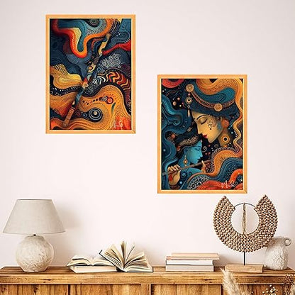 FAB CRAFT STUDIO Set of Two Wall Paintings for Wall Dacoration Large Framed Wall Paintings for Living Room & Bedroom Wall Art for Home Decoration & Office Wall Décor