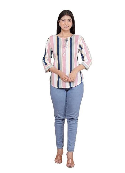 LoomBella Lifestyle Women's Cotton Printed Short Straight A line Kurti Perfect for Casual, Formal, and Ethnic Wear