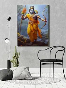 FAB CRAFT STUDIO Ram Wall Painting For Wall Decoration Canvas Wall Painting For Home Decor, Living Room, Bedroom, Office Hotel
