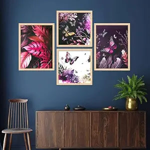 FAB CRAFT STUDIO Set of Four Framed Painting for Wall Painting Decoration, Painitngs for home Decorations, Scenery for Living Room Decor