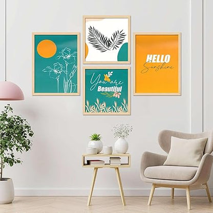FAB CRAFT STUDIO Set of Four Framed Painting for Wall Painting Decoration, Painitngs for home Decorations, Scenery for Living Room Decor