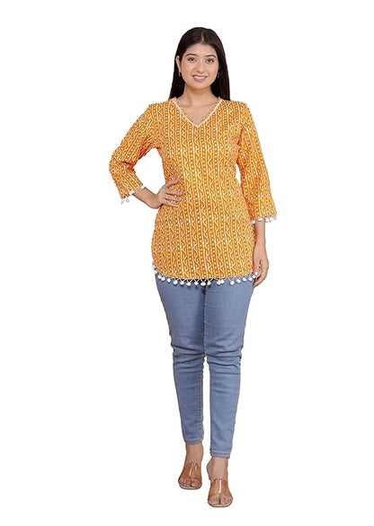 LoomBella Lifestyle Leaf Printed Kurti Perfect for Casual, Formal, and Ethnic Wear