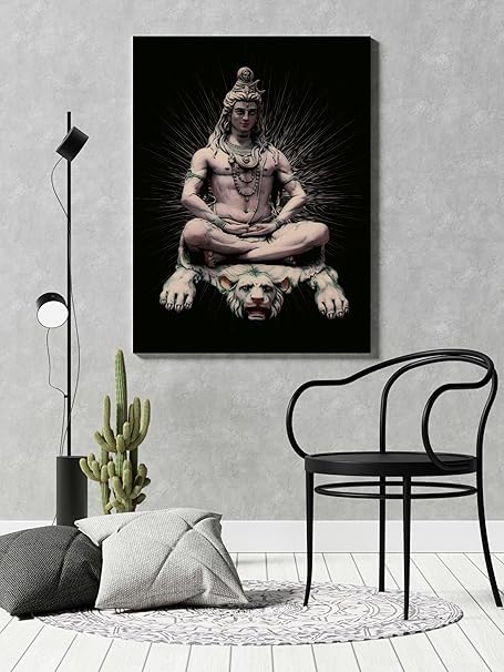 FAB CRAFT STUDIO Shiva Wall Painting For Wall Decoration Canvas Wall Painting For Home Decor, Living Room, Bedroom, Office Hotel