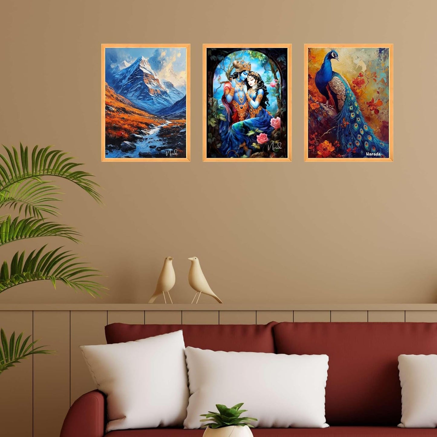 FAB CRAFT STUDIO Set of Three Wall Paintings for Wall Dacoration Large Framed Wall Paintings for Living Room & Bedroom Wall Art for Home Decoration & Office Wall Décor