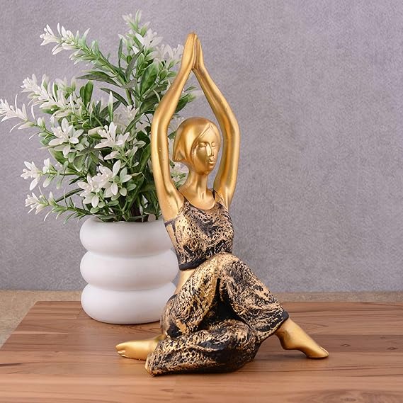 FAB CRAFT STUDIO Suitable for Home Decor Yoga Posture Lady Statue Idol for Home Yoga Statue Three Pair Admirable piece of Gift