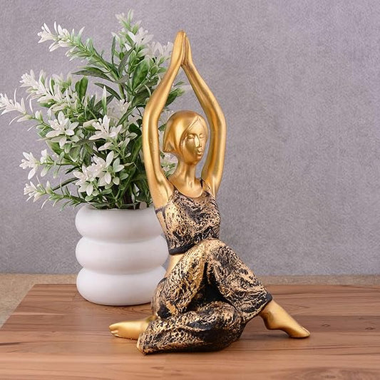 FAB CRAFT STUDIO Suitable for Home Decor Yoga Posture Lady Statue Idol for Home Yoga Statue Three Pair Admirable piece of Gift