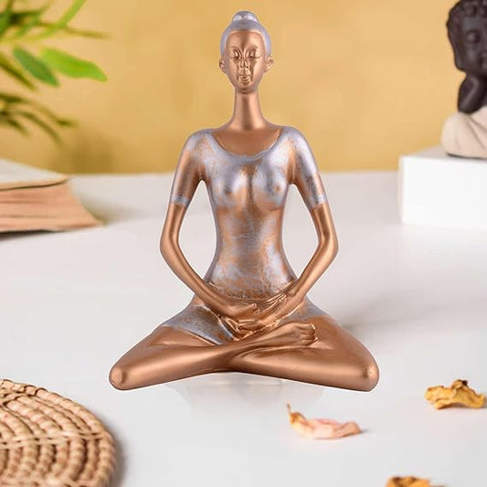 FAB CRAFT STUDIO Suitable for Home Decor Yoga Posture Lady Statue Idol for Home Yoga Statue Admirable piece of Gift