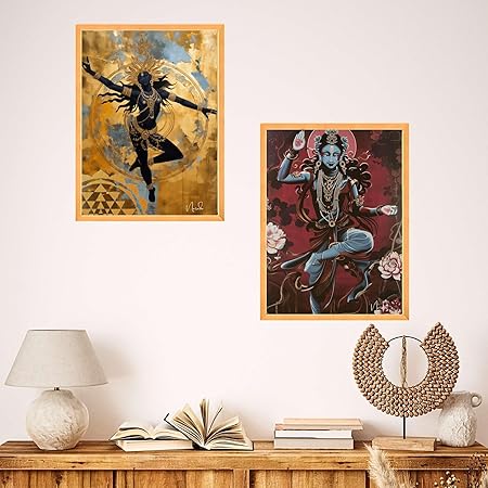 FAB CRAFT STUDIO Set of Two Wall Paintings for Wall Dacoration Large Framed Wall Paintings for Living Room & Bedroom Wall Art for Home Decoration & Office Wall Décor