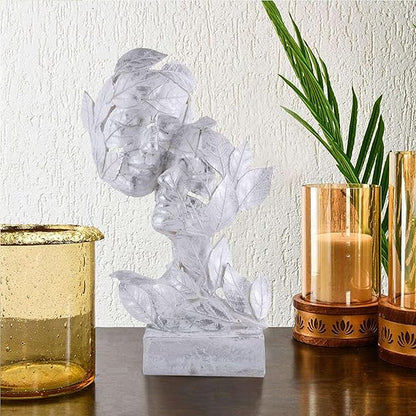 FAB CRAFT STUDIO RomentIc Love Couple Face Statue Silver Showpiece for Home Decor in Showpieces &Figurine Table Decorations