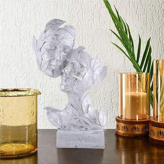 FAB CRAFT STUDIO RomentIc Love Couple Face Statue Silver Showpiece for Home Decor in Showpieces &Figurine Table Decorations