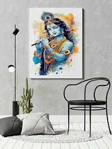 FAB CRAFT STUDIO Radha Krishna Wall Painting For Wall Decoration Canvas Wall Painting For Home Decor, Living Room, Bedroom, Office Hotel