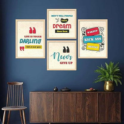 FAB CRAFT STUDIO Set of Four Framed Painting for Wall Painting Decoration, Painitngs for home Decorations, Scenery for Living Room Decor