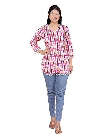 LoomBella Lifestyle Women's Cotton Printed Straight Short Kurta Perfect for Casual, Formal, and Ethnic Wear