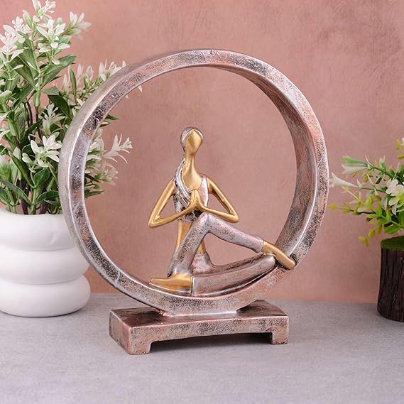 FAB CRAFT STUDIO Suitable for Home Decor Yoga Posture Lady Statue Idol for Home Yoga Statue Admirable piece of Gift