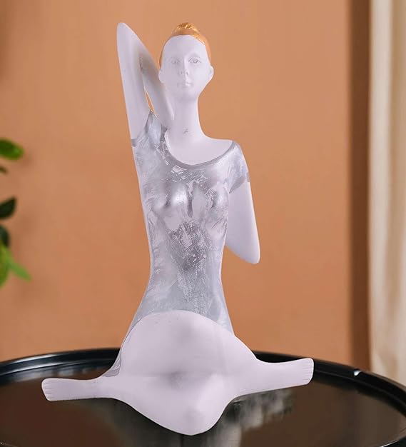 FAB CRAFT STUDIO Suitable for Home Decor Yoga Posture Lady Statue Idol for Home Yoga Statue Admirable piece of Gift