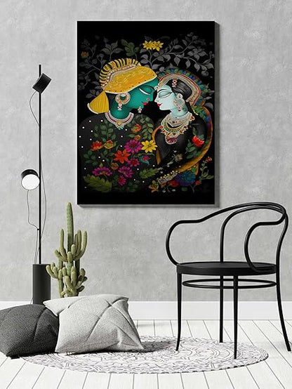 FAB CRAFT STUDIO Radha Krishna Wall Painting For Wall Decoration Canvas Wall Painting For Home Decor, Living Room, Bedroom, Office Hotel